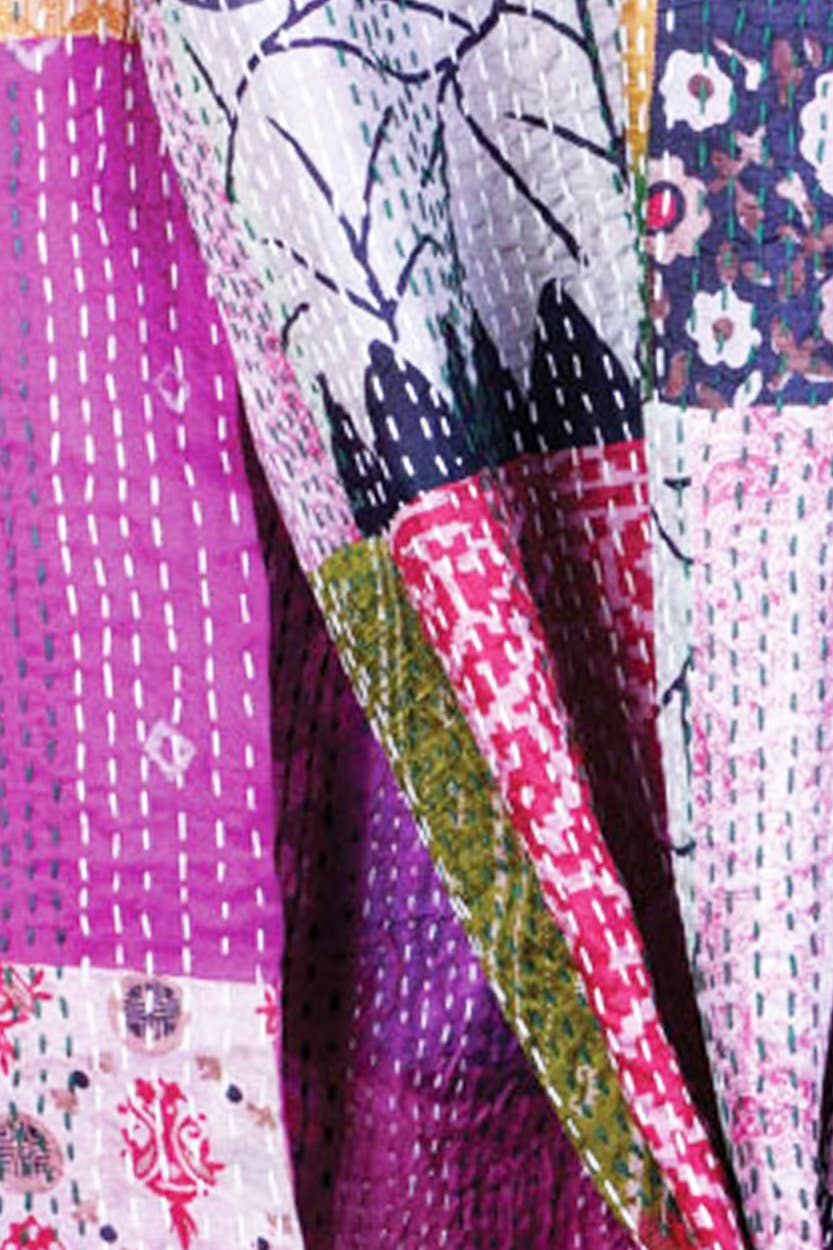 Kantha Silk Sari Patchwork Throws