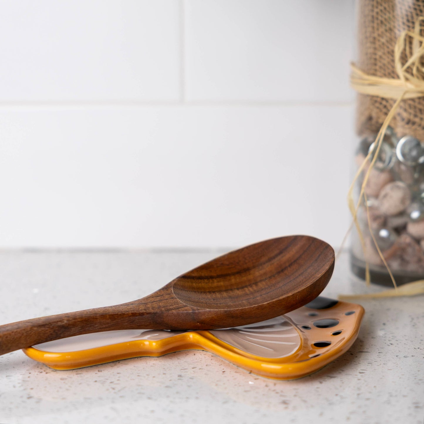 Fox Run Mushroom Spoon Rest, Ceramic Spoon and Spatula Rest