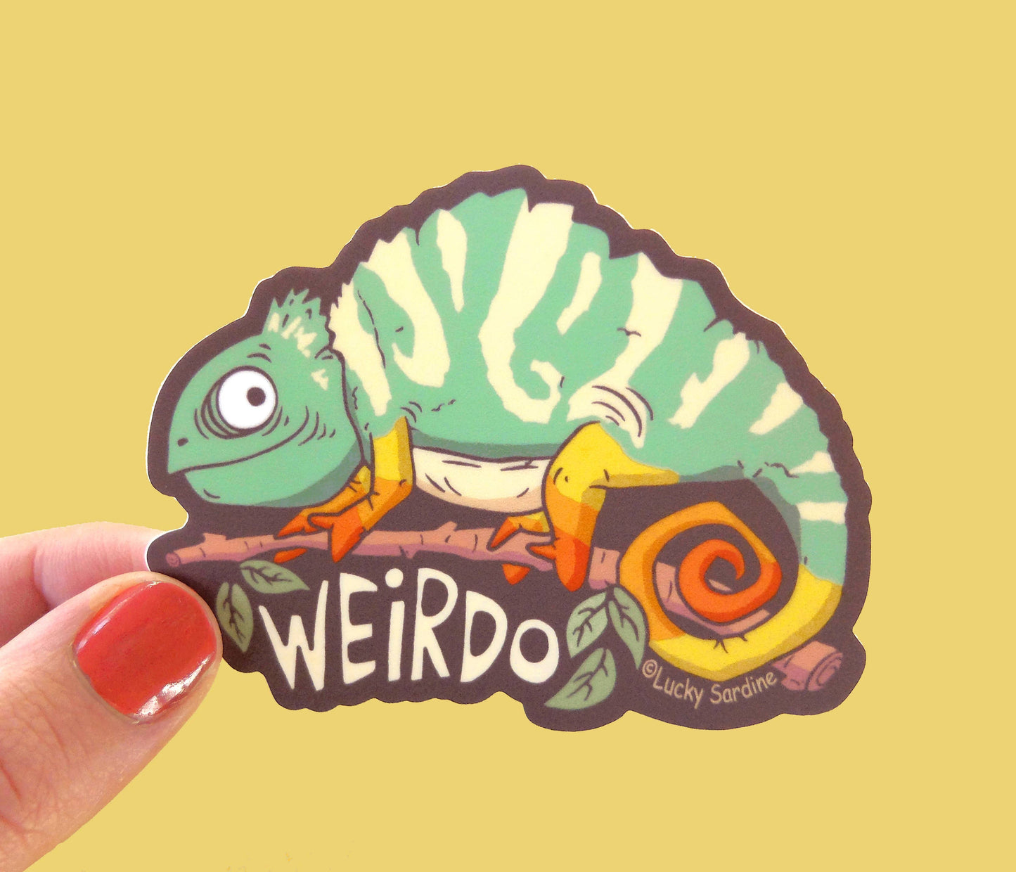 Chameleon Lizard, Weirdo Rainbow Vinyl Sticker