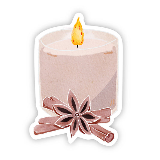 Scented Candle with Cinnamon Sticker