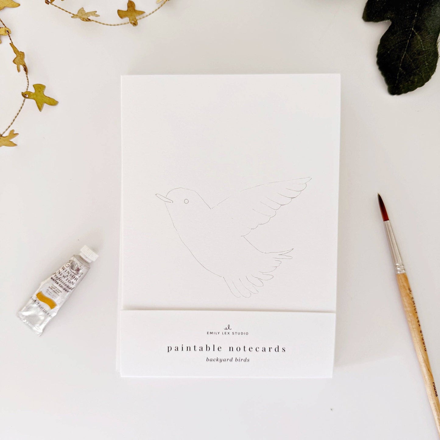 paintable watercolor notecard set Backyard birds