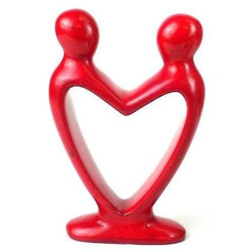 Lover's Heart Soapstone Sculpture Red Finish