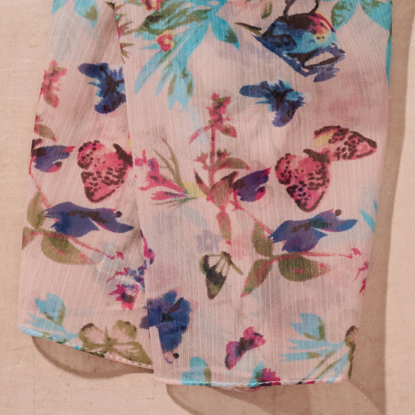Komal Floral and Butterfly Chiffon Scarf