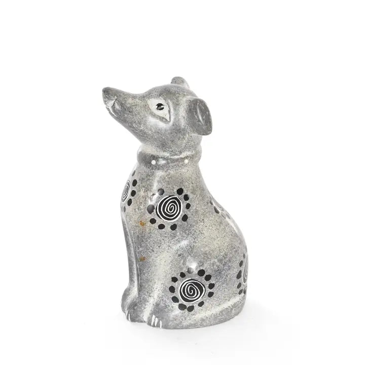 Small Gray Soapstone Dog Sculpture