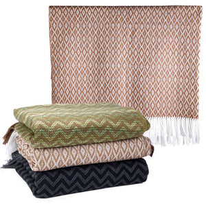 100% Alpaca Geometric Loomed Blanket - 58" x 80"