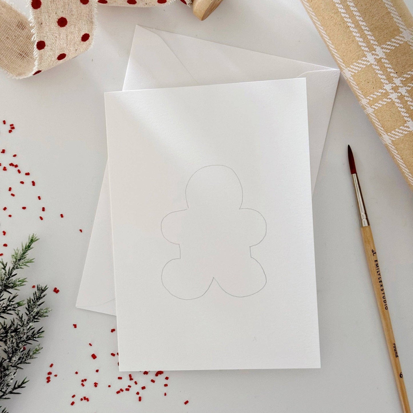 paintable watercolor notecard set Gingerbread