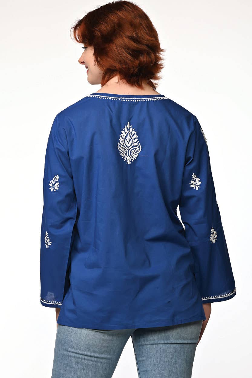 Saheli Navy Embroidered Tunics: Navy Blue / S/M