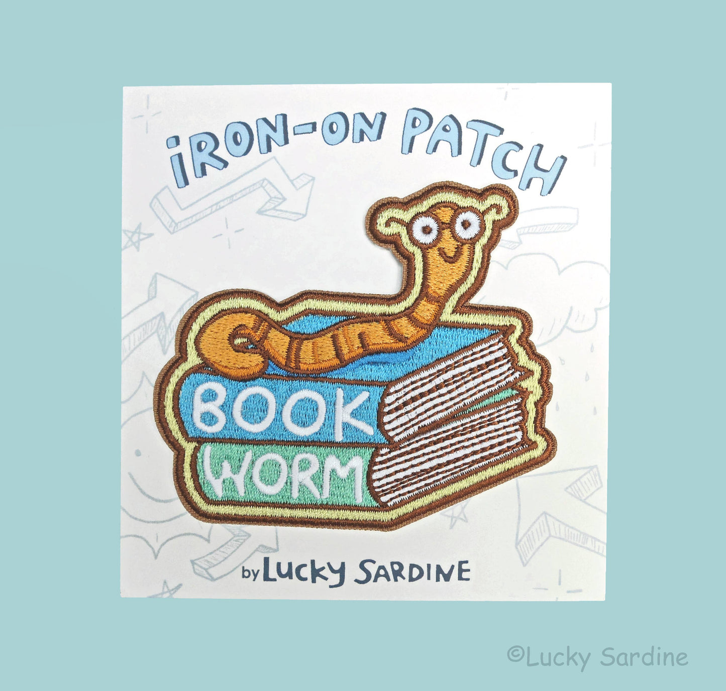 Bookworm, Book Worm Glasses Embroidered Iron-On Patch