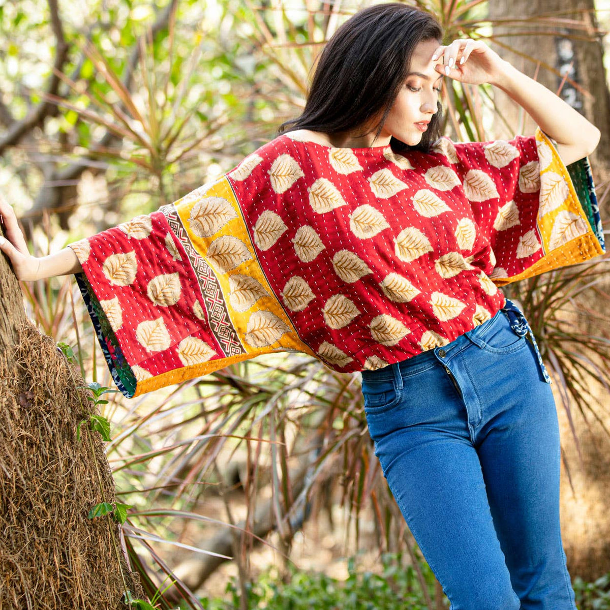 Reversible Kantha Kimono Crop Top