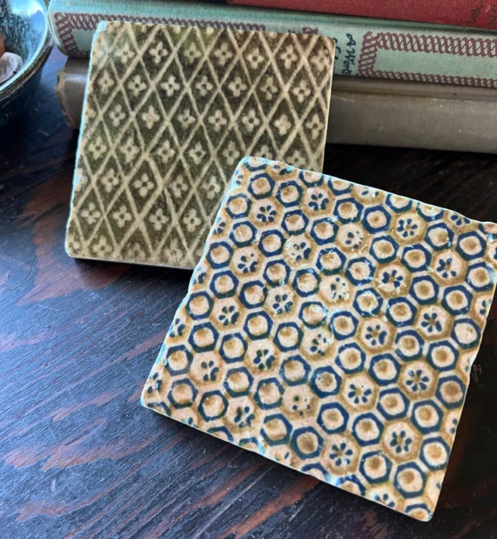Sepia Antique Book Covers stone coaster