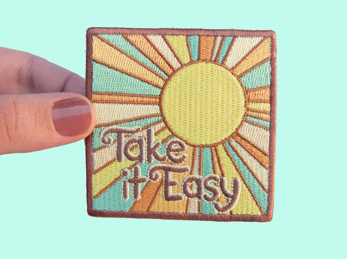 Take It Easy Sunshine, Retro 70s Embroidered Iron-On Patch