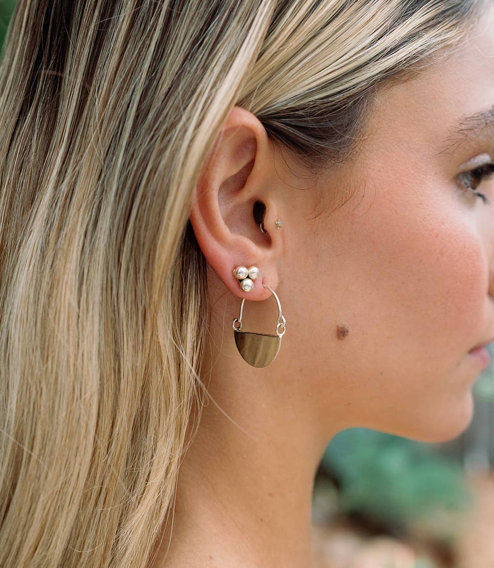 Diya Silver Stud and Hoop Earrings - Fair Trade, Set of 2