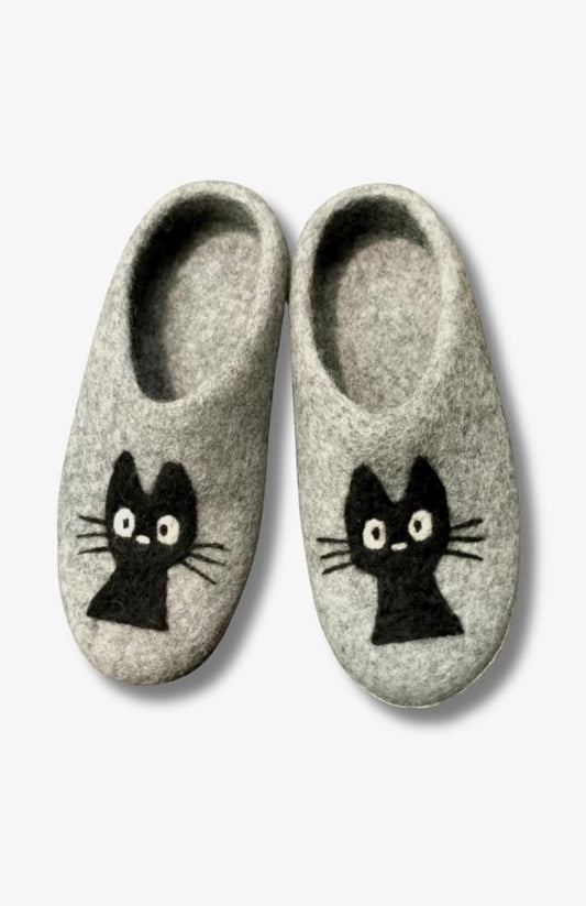 Slipper Felt Black Cats