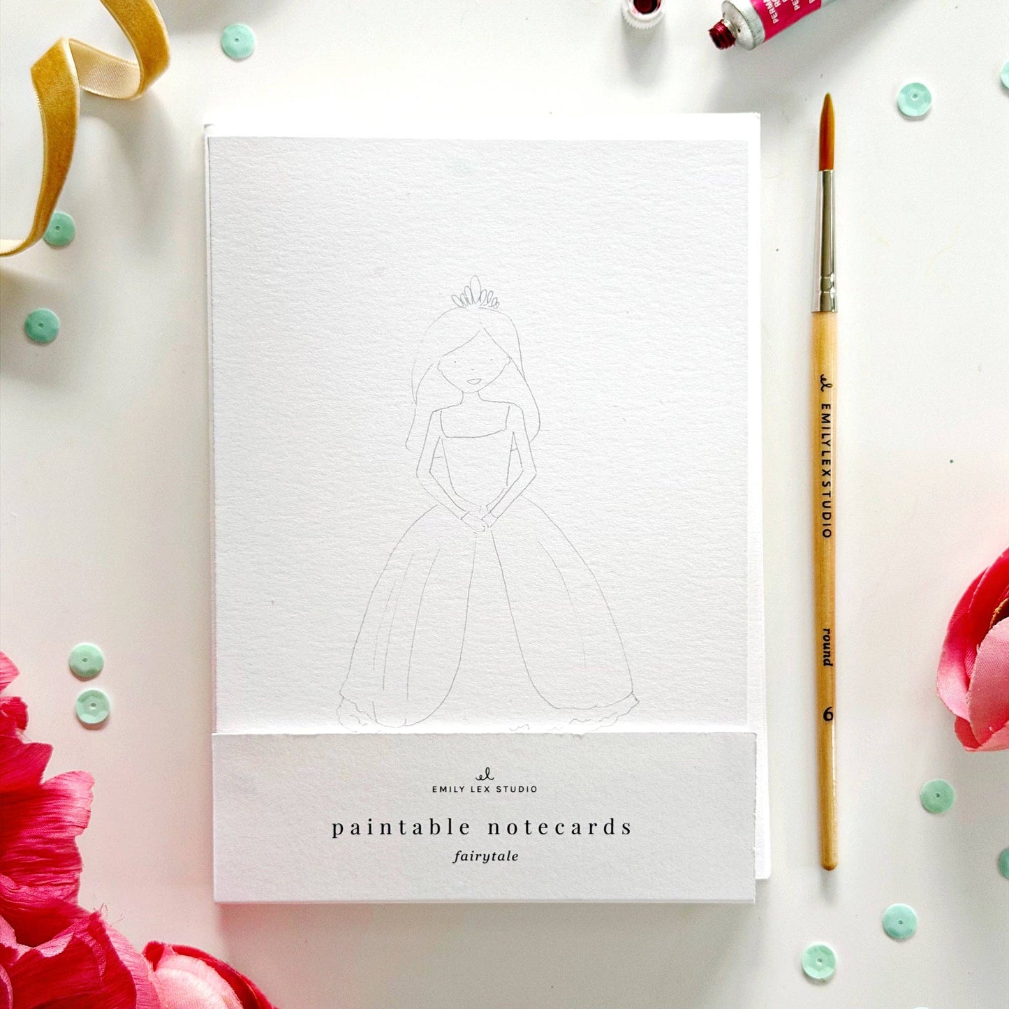 paintable watercolor notecard set Fairytale