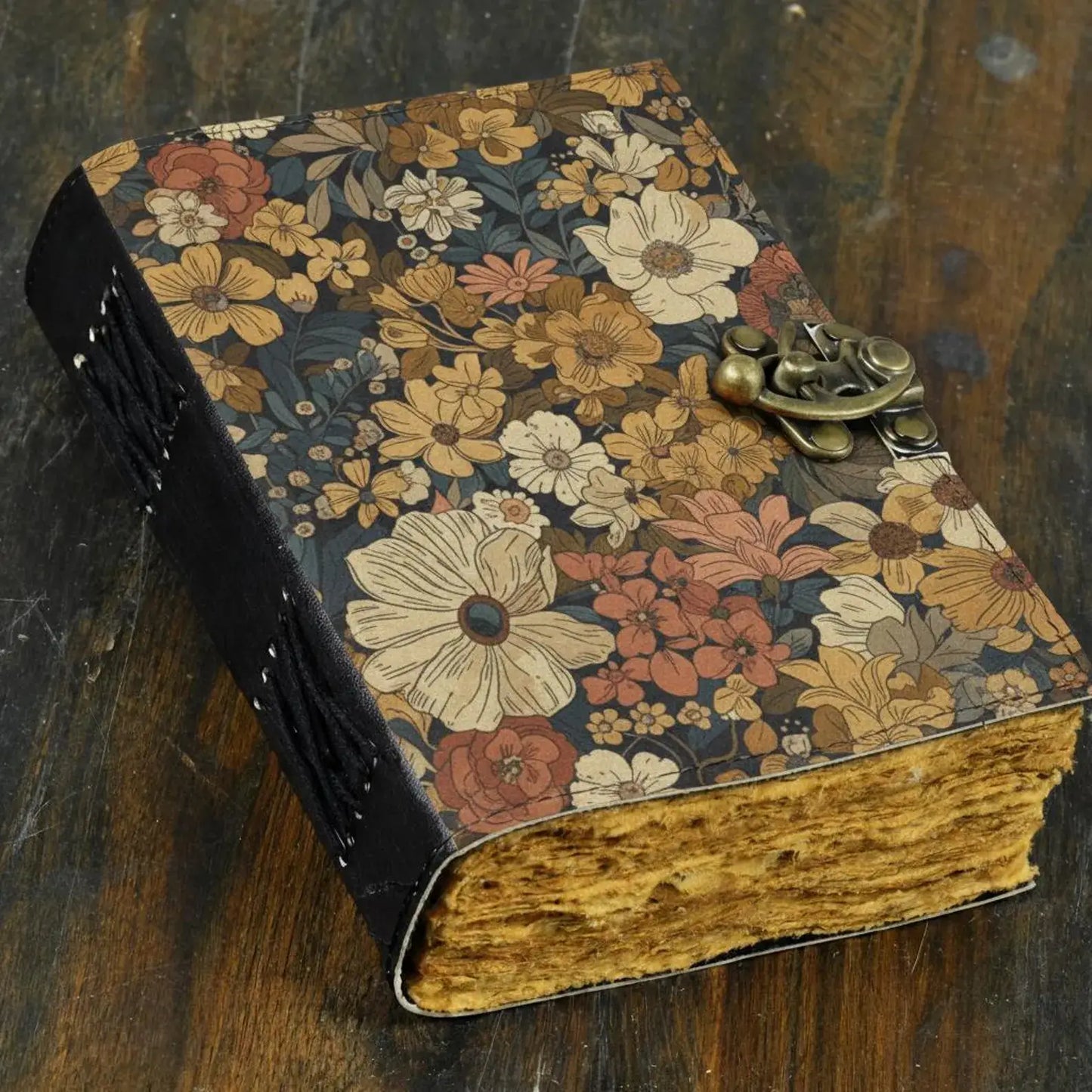 Vintage Floral Journal with Lock, Retro Flower Notebook