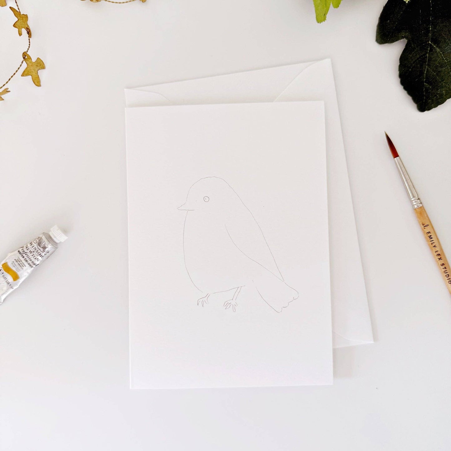 paintable watercolor notecard set Backyard birds