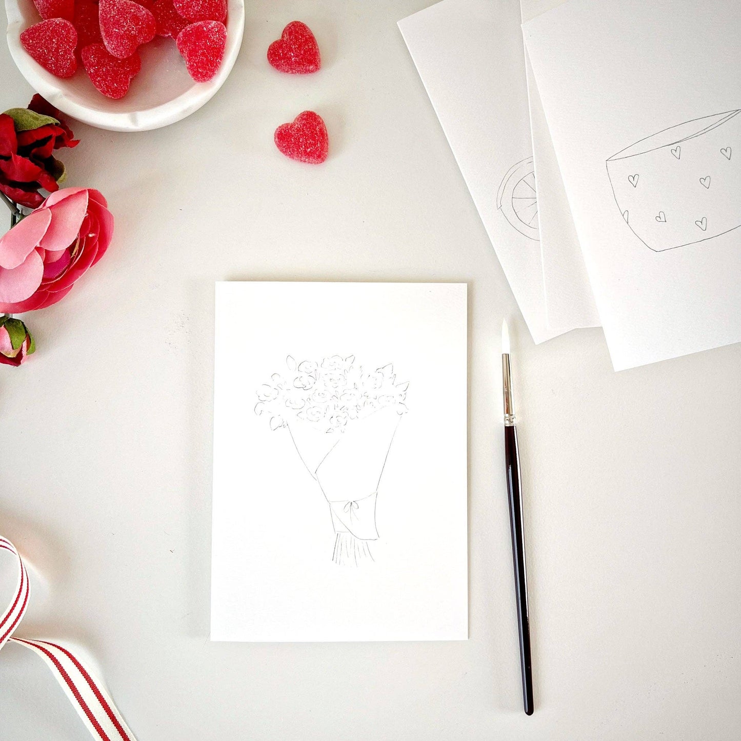 paintable watercolor notecard set Love sweet love