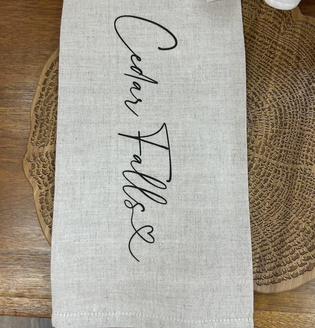 Cedar Falls Love Tea Towel: Natural • Cotton/Linen Blend
