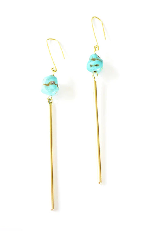 Brass and Turquoise Exponent Earrings