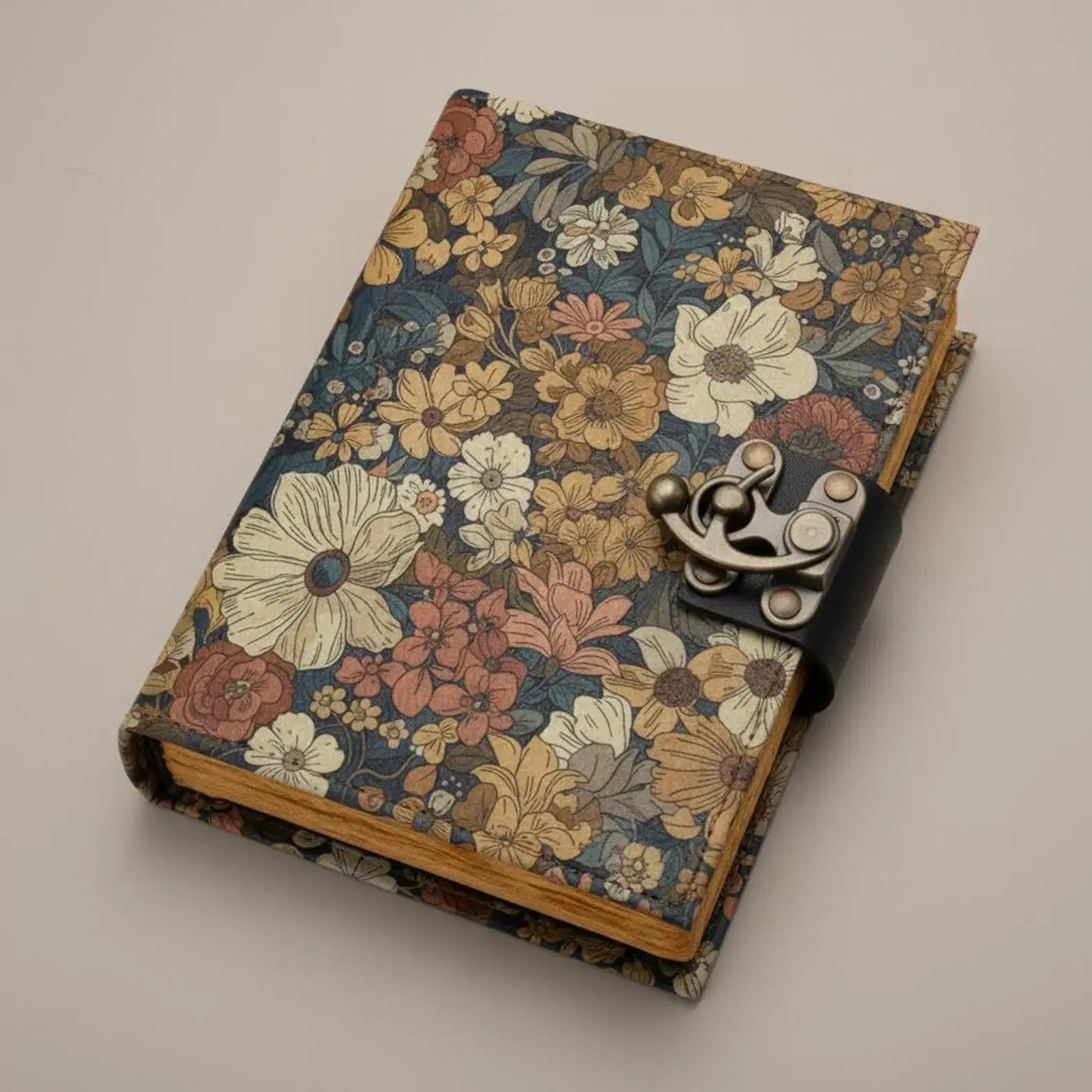 Vintage Floral Journal with Lock, Retro Flower Notebook