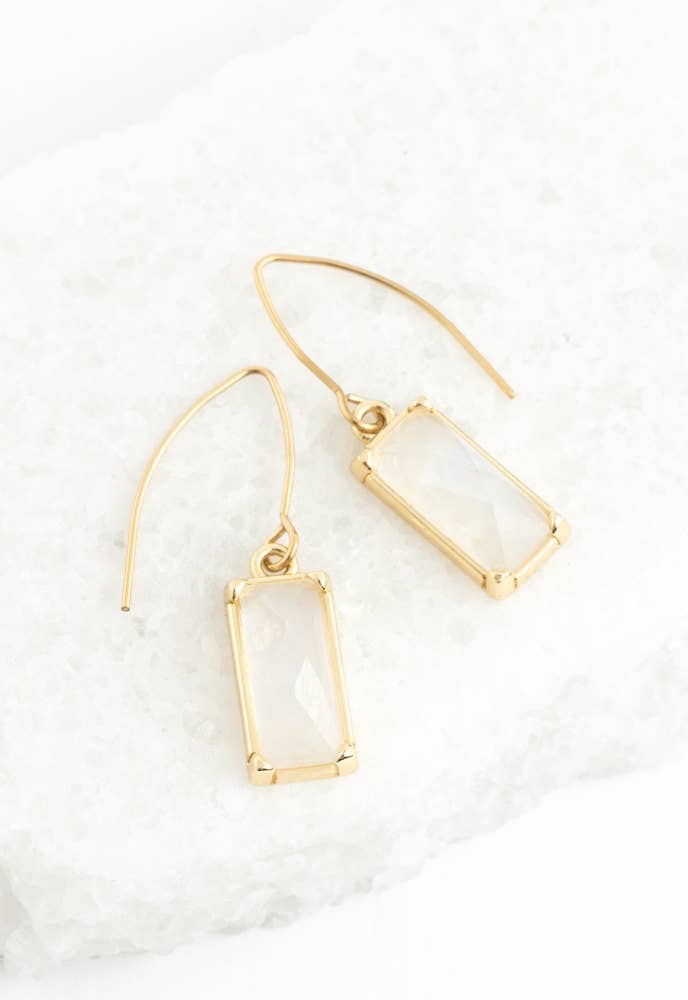Moonlit Grace Earrings in Gold or Silver & Moonstone