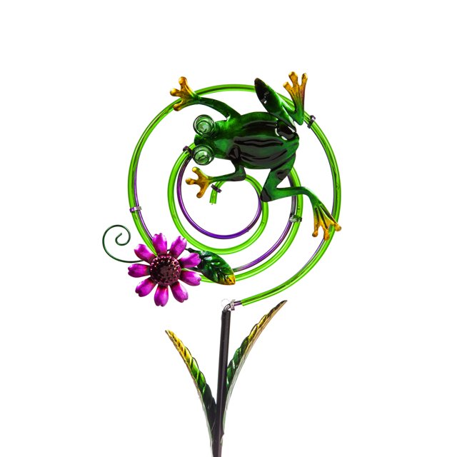Garden Stake, Chasing Solar Light Frog/ldybug