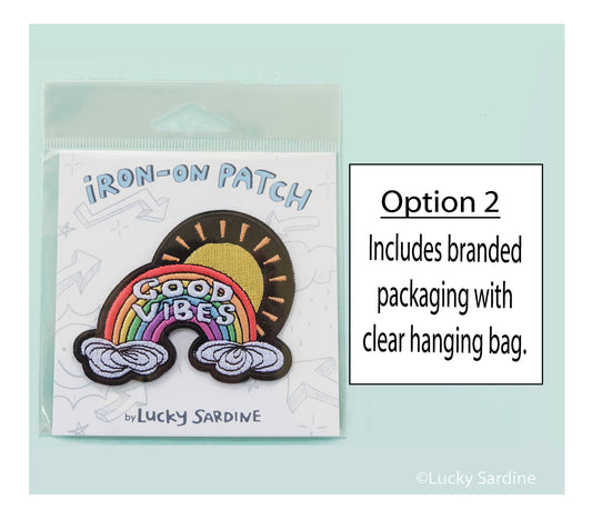 Good Vibes Sunshine, Rainbow Felt Embroidered Iron-On Patch