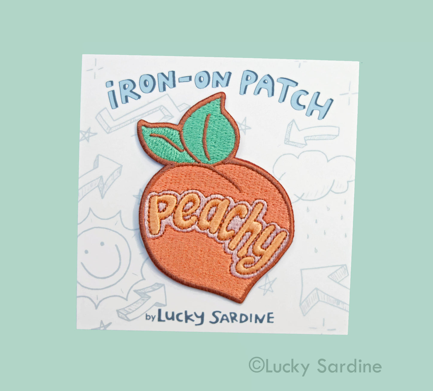 Peachy Retro 70s & 80s, Peach Embroidered Iron-On Patch