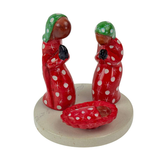 Soapstone Painted 3-Pc Nativity Christmas Colors