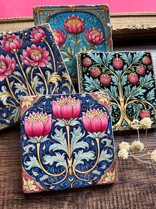 William Morris inspired stone coaster