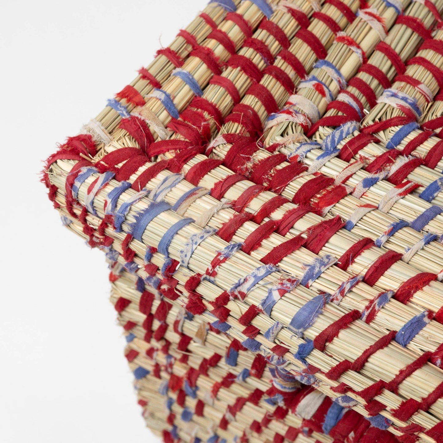 Lidded Assorted Sari Storage Basket 10.5H