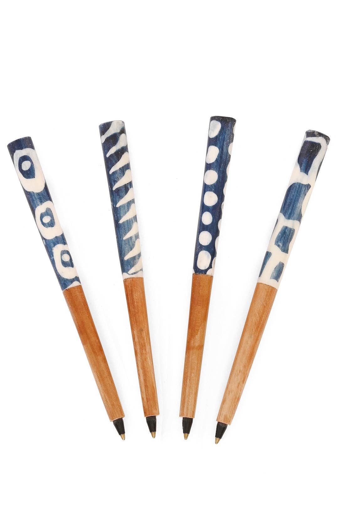 Akamba Batik Dyed Cow Bone and Wild Olive Wood Ink Pen - Blue