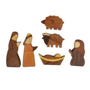 Nativity Joint Wood India Set 6 pc