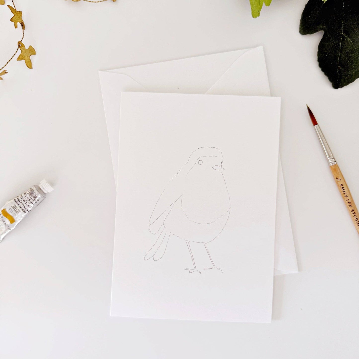 paintable watercolor notecard set Backyard birds