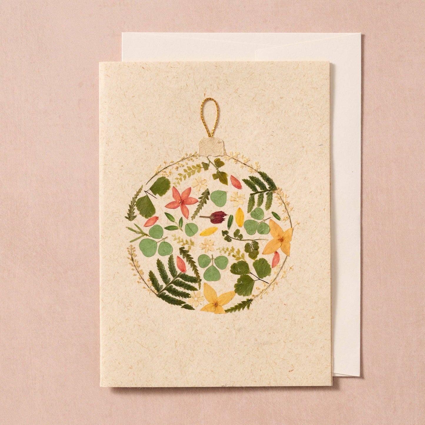 Makulay Pressed Flower Ornament Christmas Card