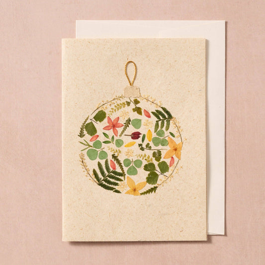 Makulay Pressed Flower Ornament Christmas Card