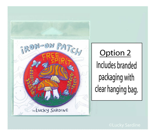 Free Spirit Hippie Mushroom, Retro Embroidered Iron-On Patch