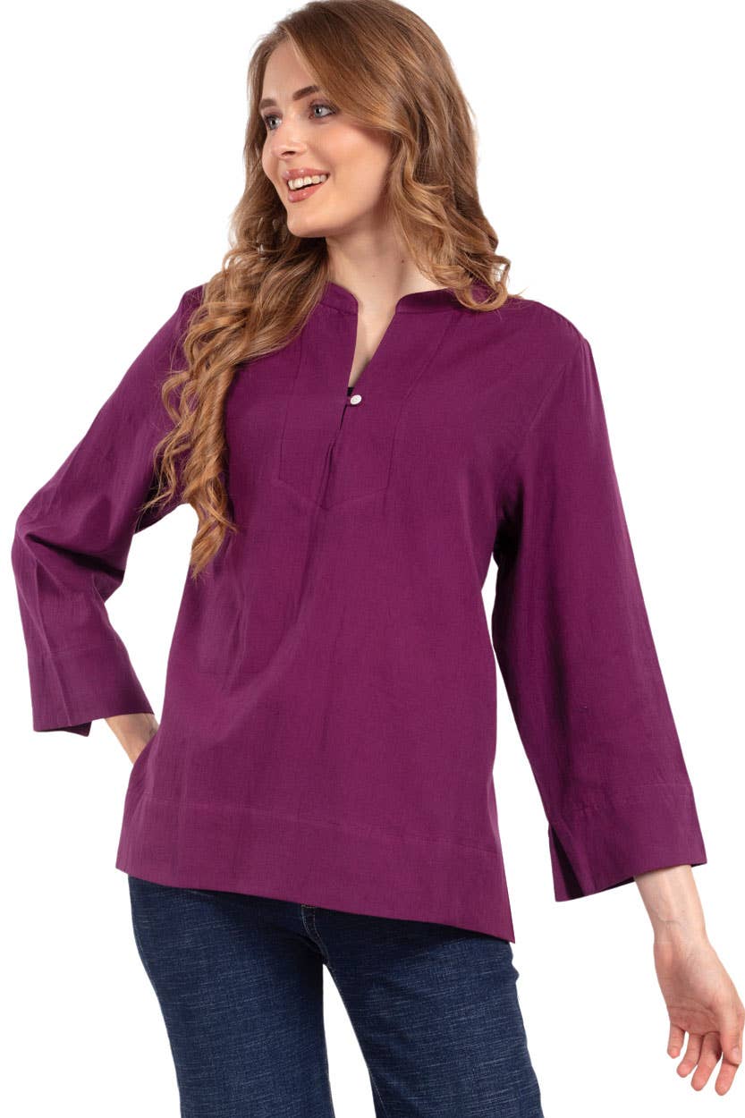 Jewel Tone Flax Linen Tunics: Denim Blue / S/M