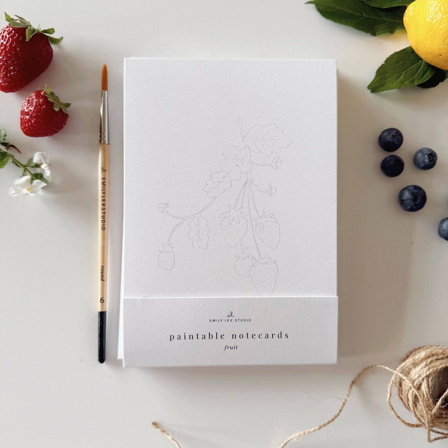 paintable watercolor notecard set Fruit