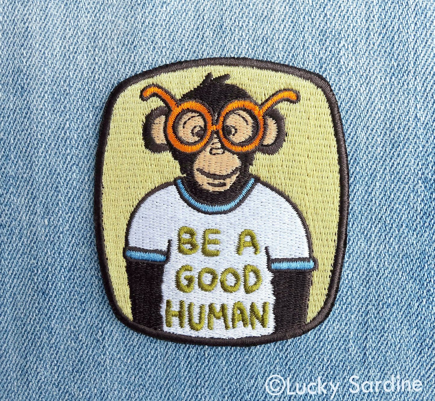 Ape Chimpanzee, Human Kindness Embroidered Iron-On Patch