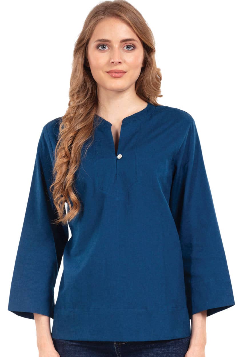 Jewel Tone Flax Linen Tunics: Purple / S/M