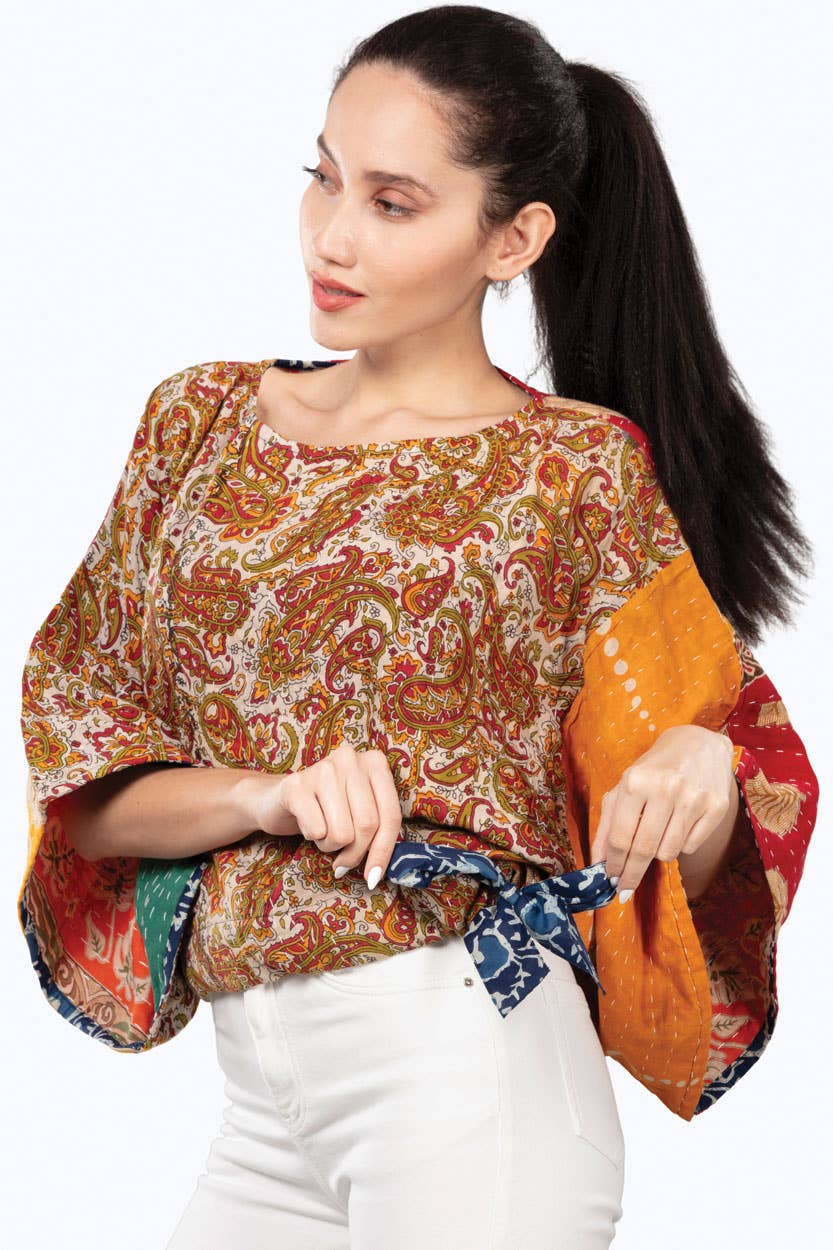 Reversible Kantha Kimono Crop Top