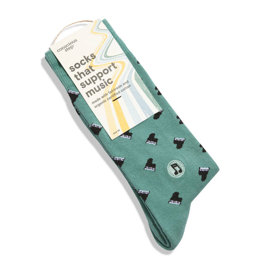 Socks that Support Music (Green Pianos): Small