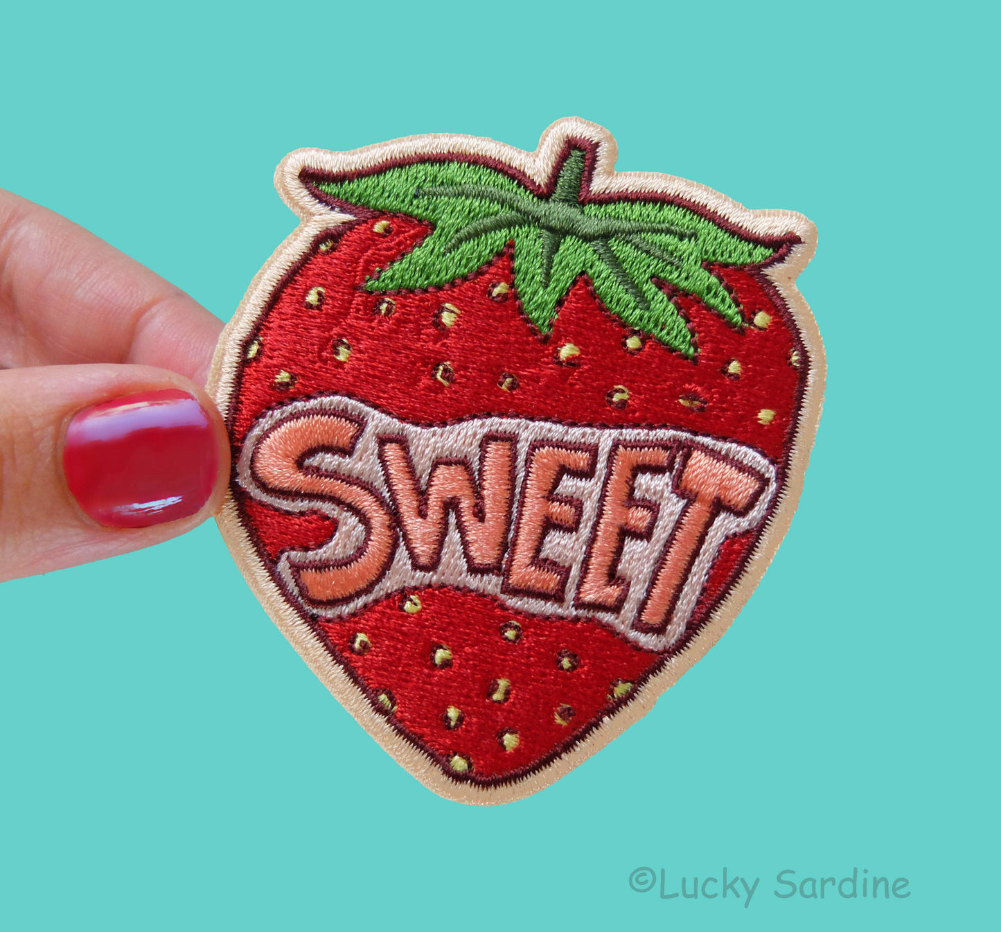 Sweet Strawberry, Retro 70s & 80s Embroidered Iron-On Patch