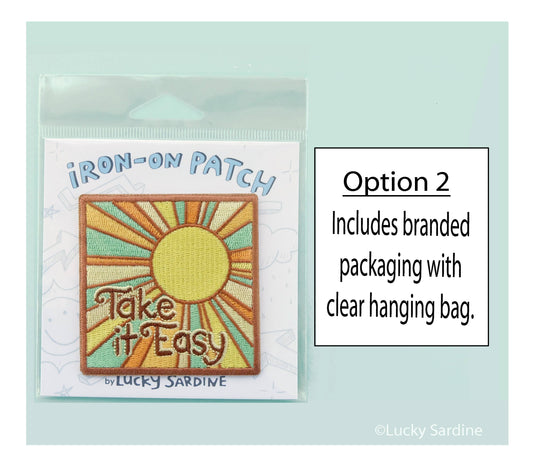 Take It Easy Sunshine, Retro 70s Embroidered Iron-On Patch