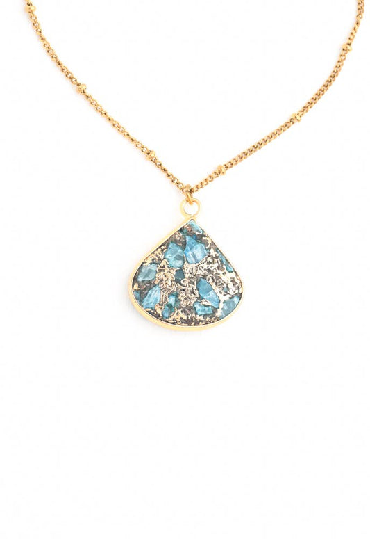 Emperor Stone Blossom Necklace- 14K Gold Plated Natural Stone Pendant Necklace