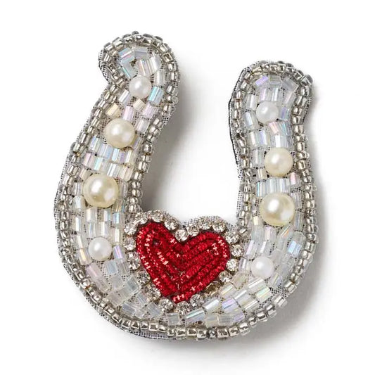 Beaded Horseshoe Brooch Pin