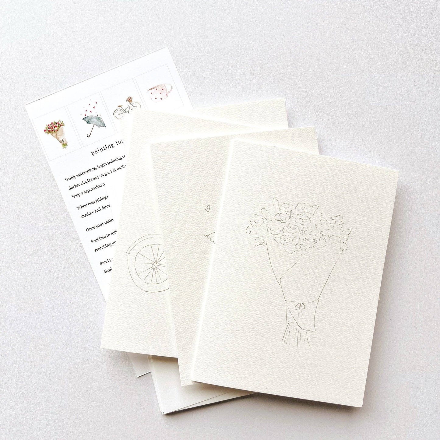 paintable watercolor notecard set Love sweet love