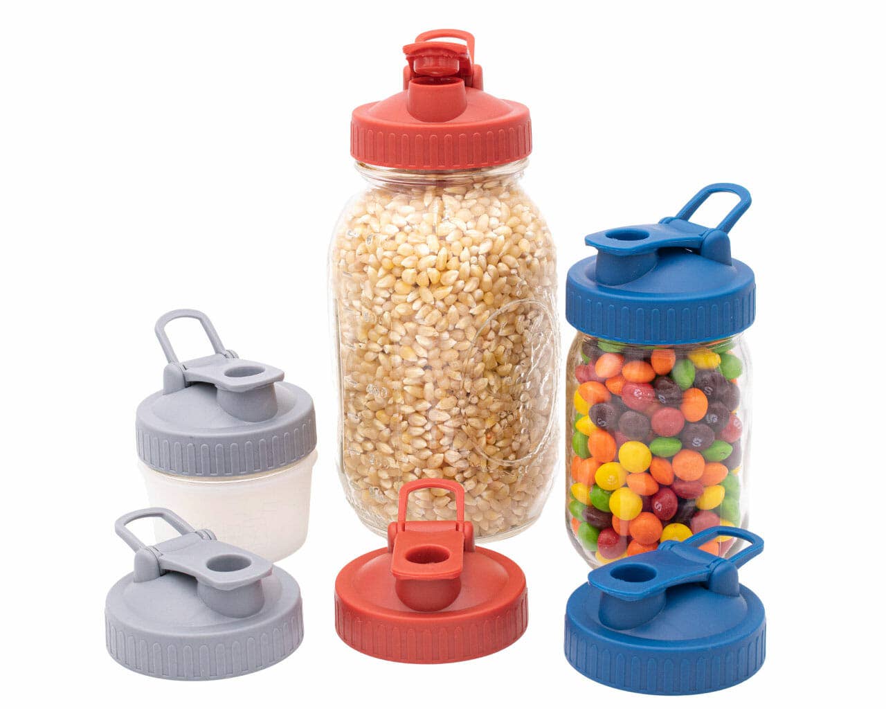 Pour & Store Shaker Lid w/ Carry Loop for Mason Jars: Deep blue / Wide mouth / Updated