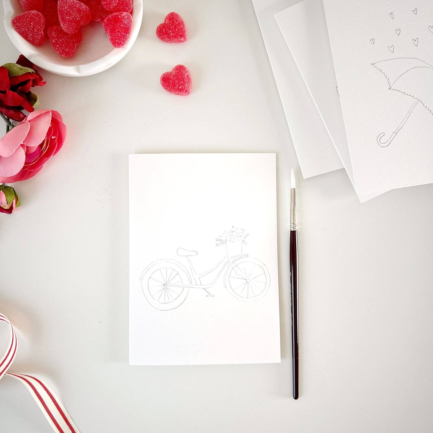 paintable watercolor notecard set Love sweet love